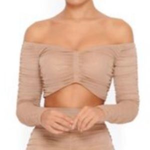 Do the twist coffee Bardot crop top